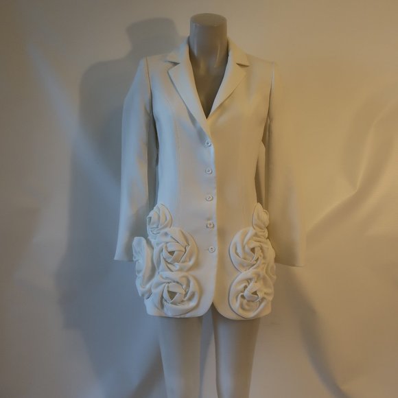 Anne Fontaine Jackets & Blazers - Womens Anne Fontaine White Lace-Up Back Button Closure Jacket Blazer 38 US/4-6 *
